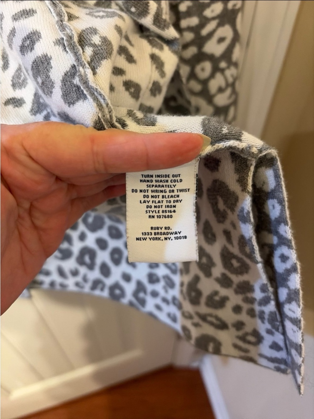 Ruby Rd. Grey and White Leopard Teddy Jacket - Picture 5 of 7